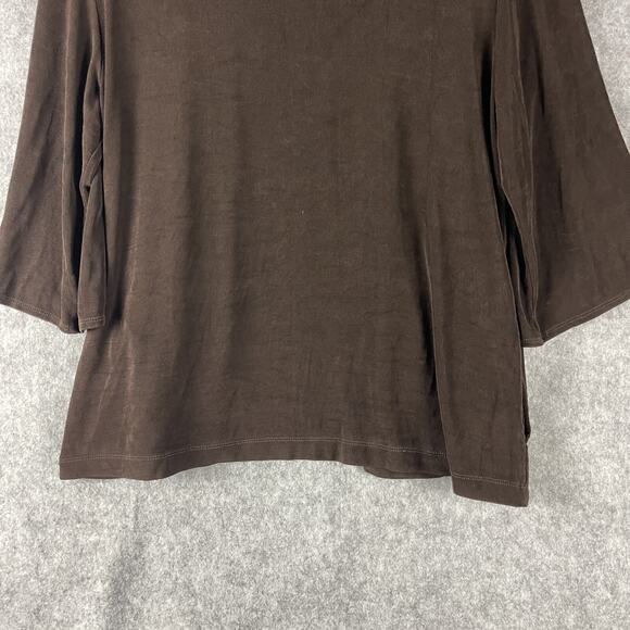 Chicos Travelers Cardigan Womens Large 2 Brown Slinky Knit Open Front Casual - Picture 9 of 11